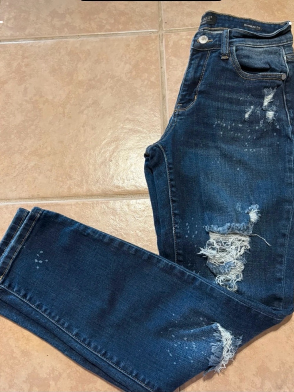 Judy Blue Dark Blue Distressed Boyfriend Jeans